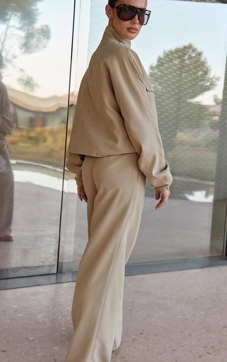 Pretty Little Thing Sand Peach Skin Zip Up High Neck Jacket