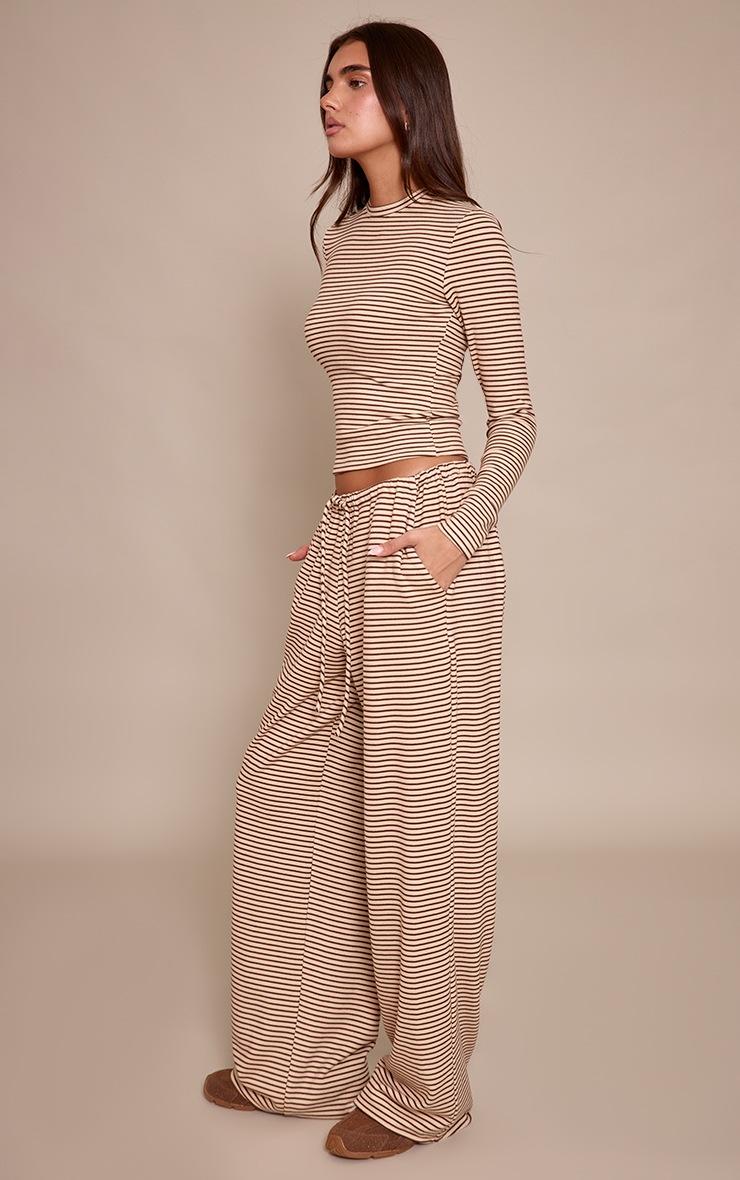Pretty Little Thing Sand Striped Soft Fleece Straight Leg Sweatpants