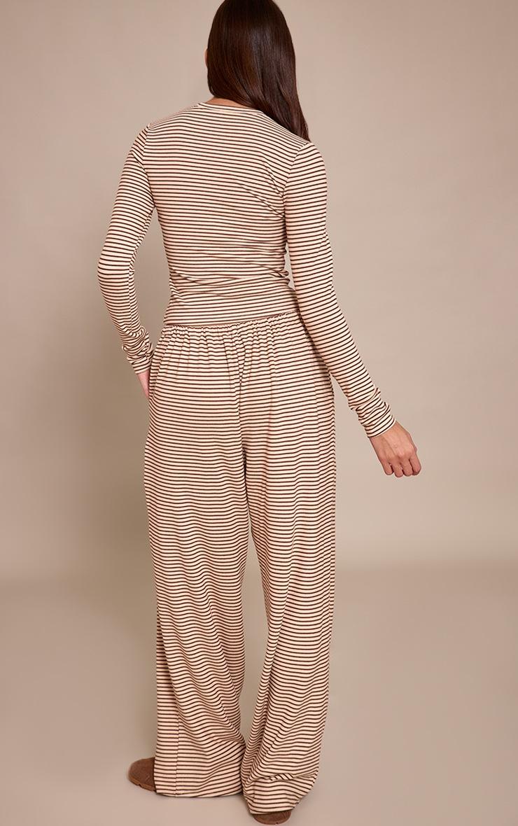 Pretty Little Thing Sand Striped Soft Fleece Straight Leg Sweatpants