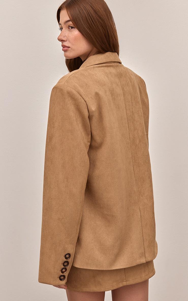 Pretty Little Thing Sand Suede Oversized Dad Blazer