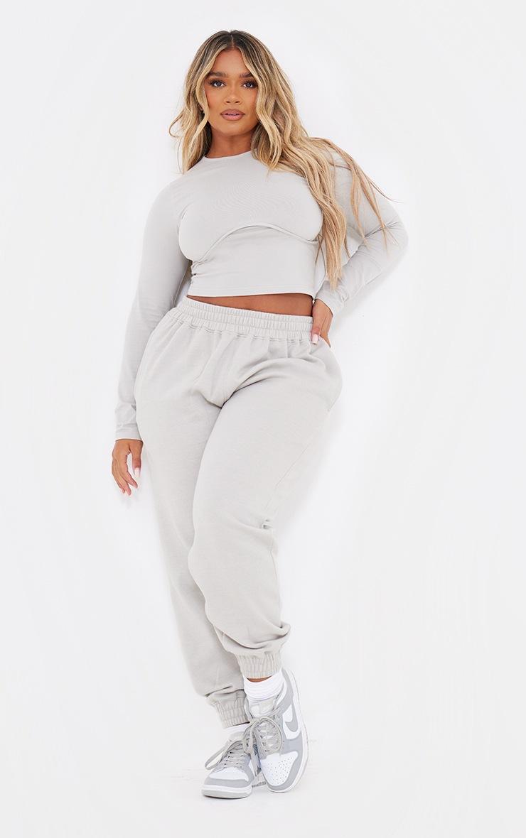 Pretty Little Thing Shape Ash Grey Underbust Long Sleeve Top
