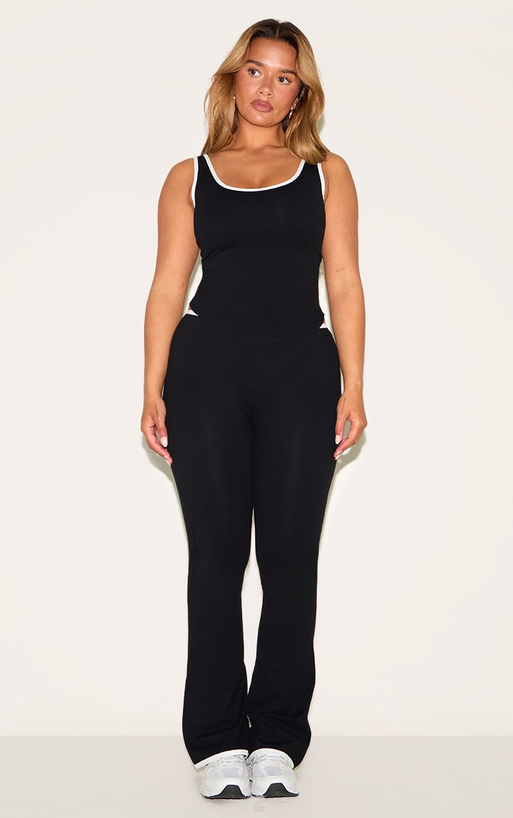 Pretty Little Thing Shape Black Active Contrast Binding Longline Top