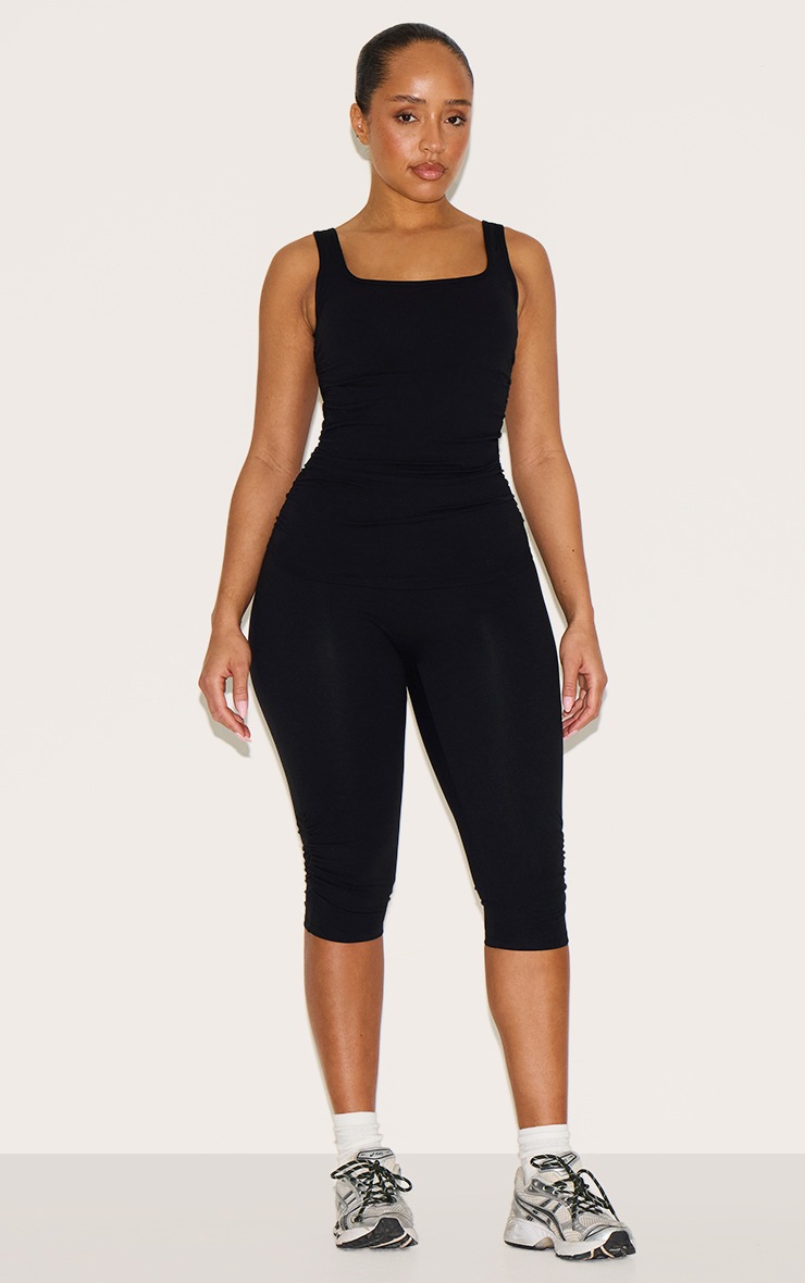 Pretty Little Thing Shape Black Active Ruched Side High Waisted Capri Pants