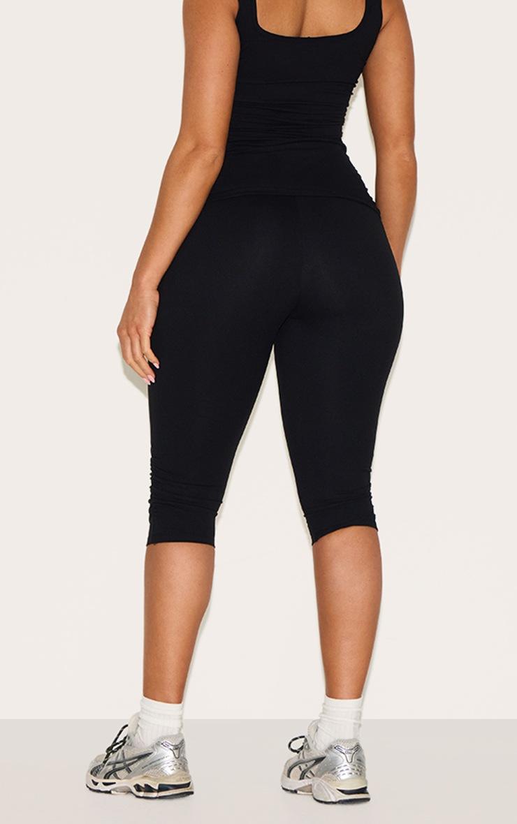 Pretty Little Thing Shape Black Active Ruched Side High Waisted Capri Pants