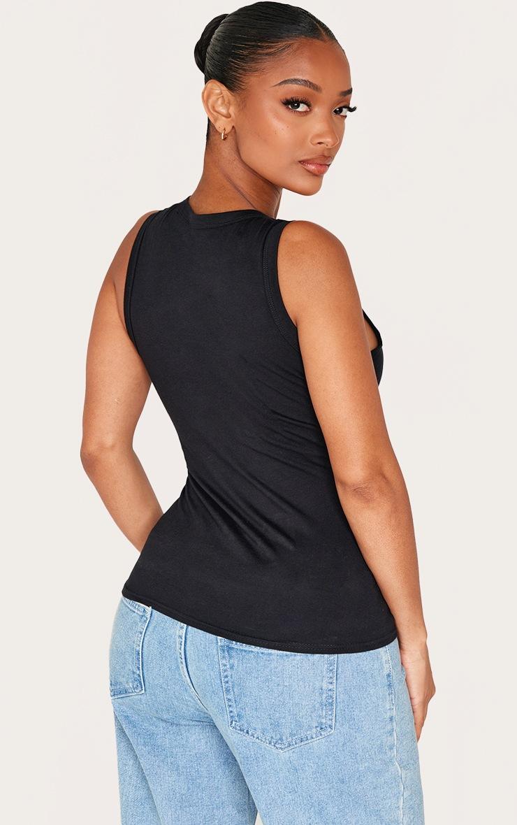 Pretty Little Thing Shape Black Asymmetric Button Front Sleeveless Top