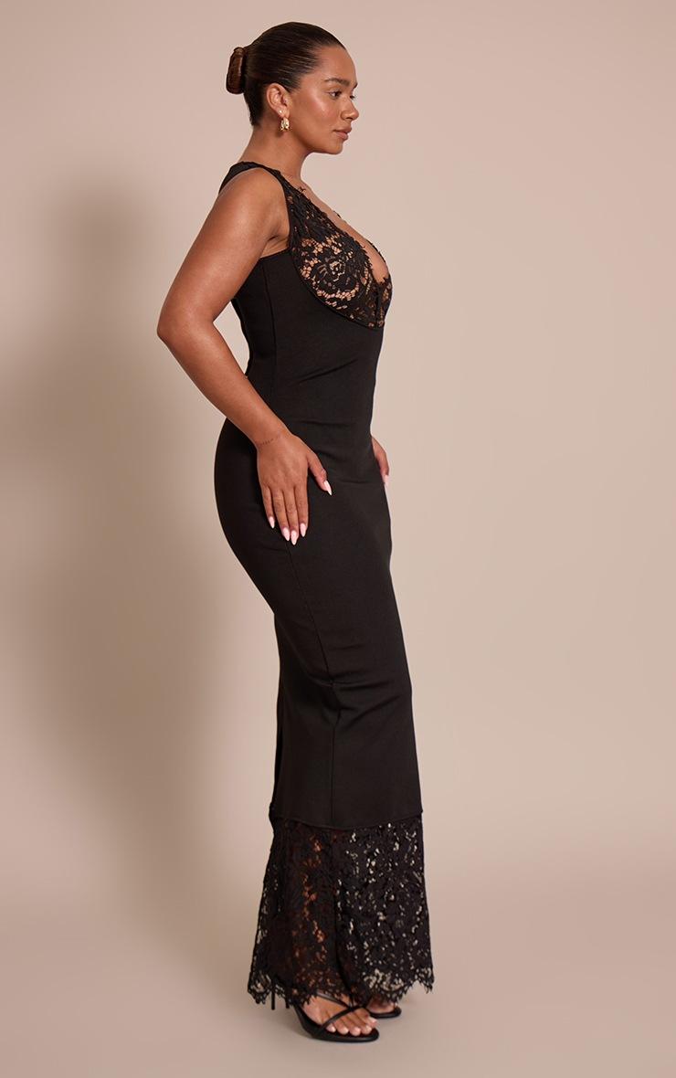 Pretty Little Thing Shape Black Bandage Lace Detail Maxi Dress