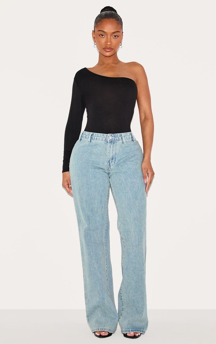 Pretty Little Thing Shape Black Jersey One Shoulder Bodysuit