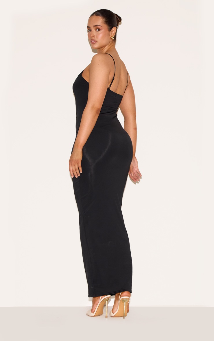 Pretty Little Thing Shape Black Lace Detail Matte Sculpt Maxi Dress