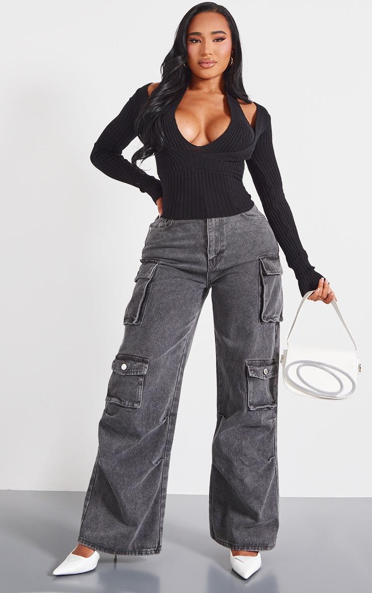 Pretty Little Thing Shape Black Layered Look Ribbed Top