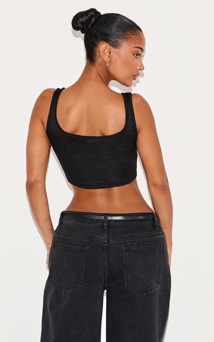 Pretty Little Thing Shape Black Ribbed Scoop Neck Crop Top