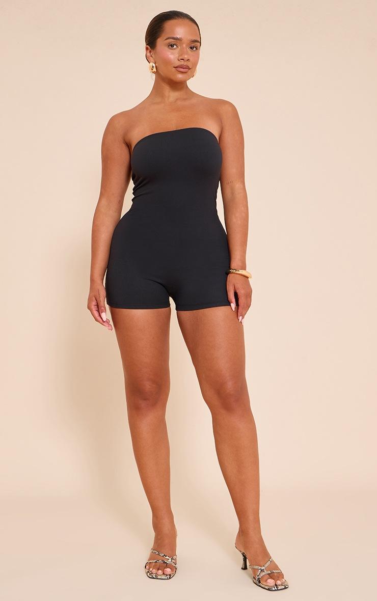 Pretty Little Thing Shape Black Sculpted Bandeau Romper