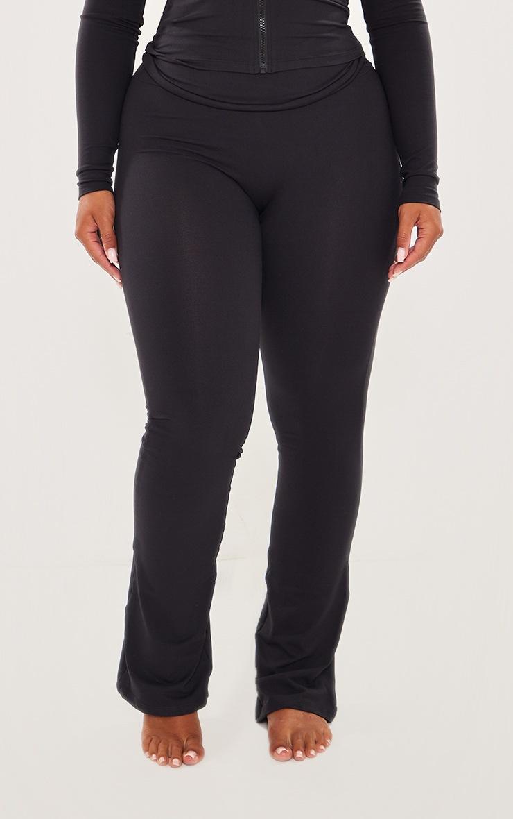 Pretty Little Thing Shape Black Sculpted Foldover Waist Flare Pants