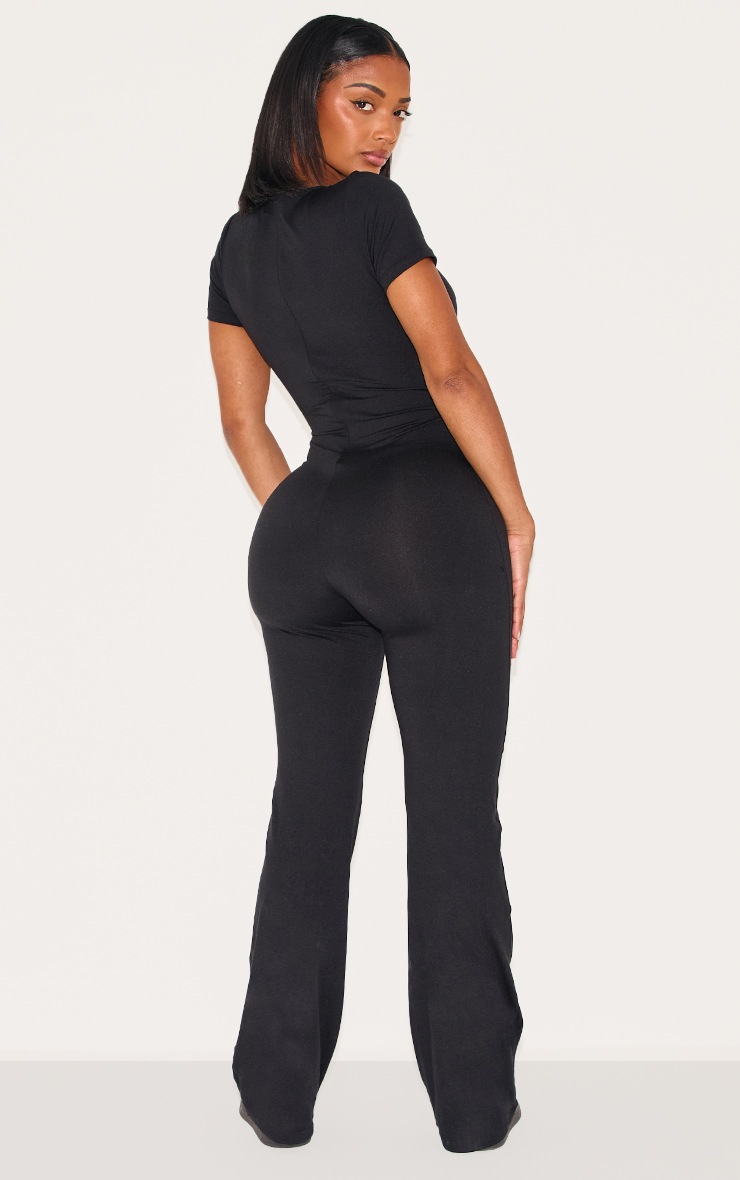Pretty Little Thing Shape Black Sculpted Short Sleeve Jumpsuit