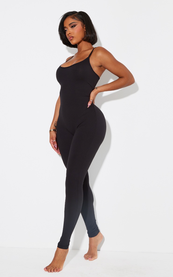 Pretty Little Thing Shape Black Sculpted Strappy Jumpsuit