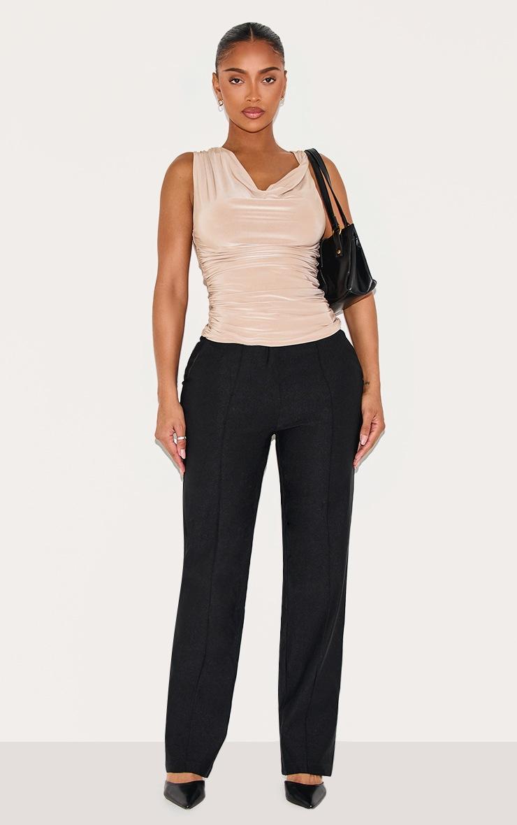 Pretty Little Thing Shape Black Stretch Woven High Waisted Pintuck Cigarette Pants