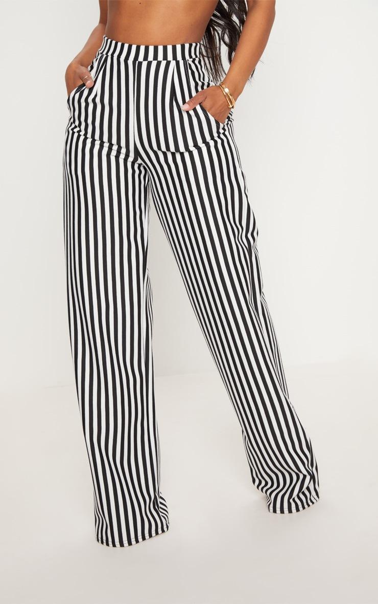 Pretty Little Thing Shape Black Striped Wide Leg Trousers