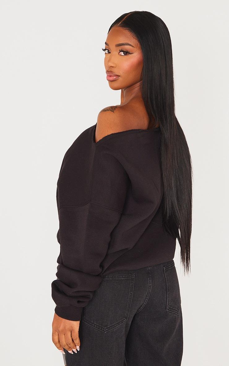 Pretty Little Thing Shape Black Sweat Raw Edge Slouch Sweatshirt