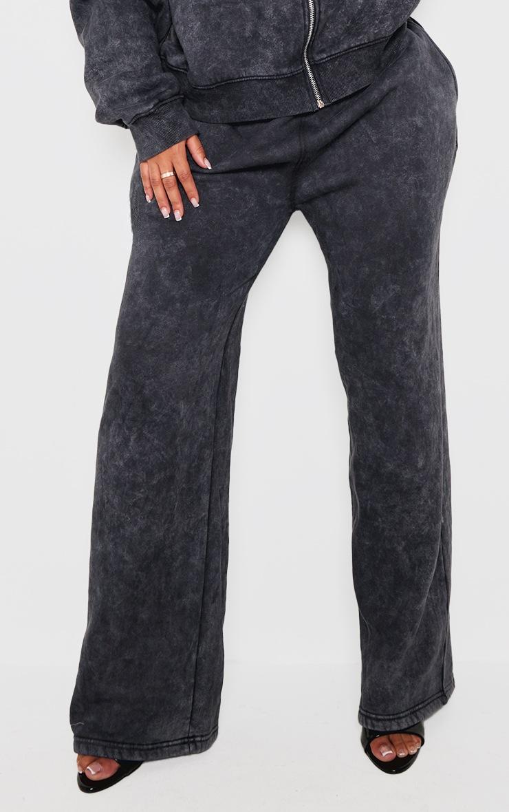 Pretty Little Thing Shape Black Washed Wide Leg Sweatpants
