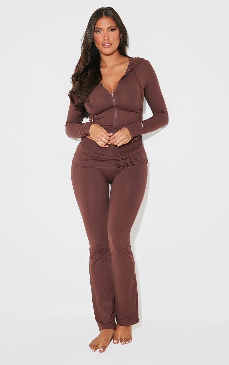 Pretty Little Thing Shape Brown Stretch Sculpted Zip Through Hoodie