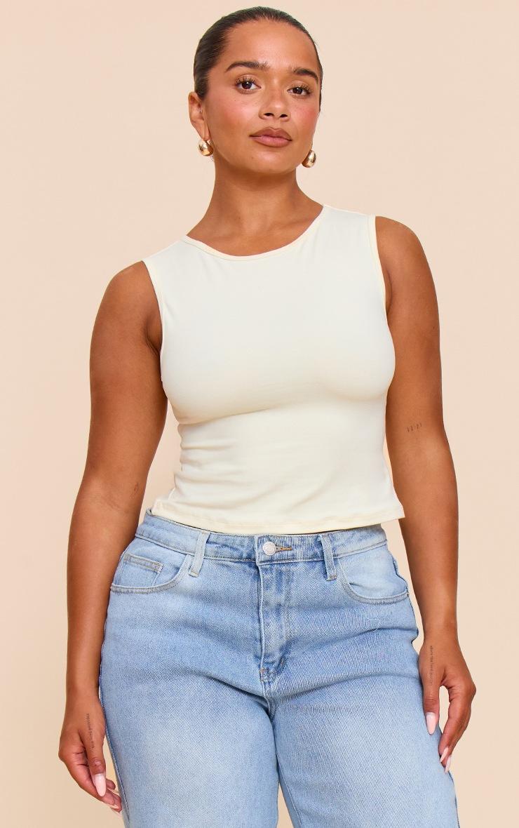 Pretty Little Thing Shape Butter Cream Sculpted Longline Racer Top