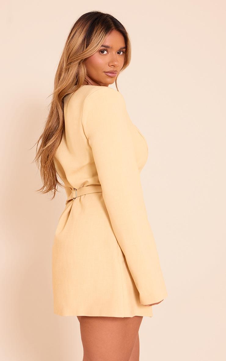 Pretty Little Thing Shape Butter Yellow Tailored Square Neck Hammered Button Mini Dress