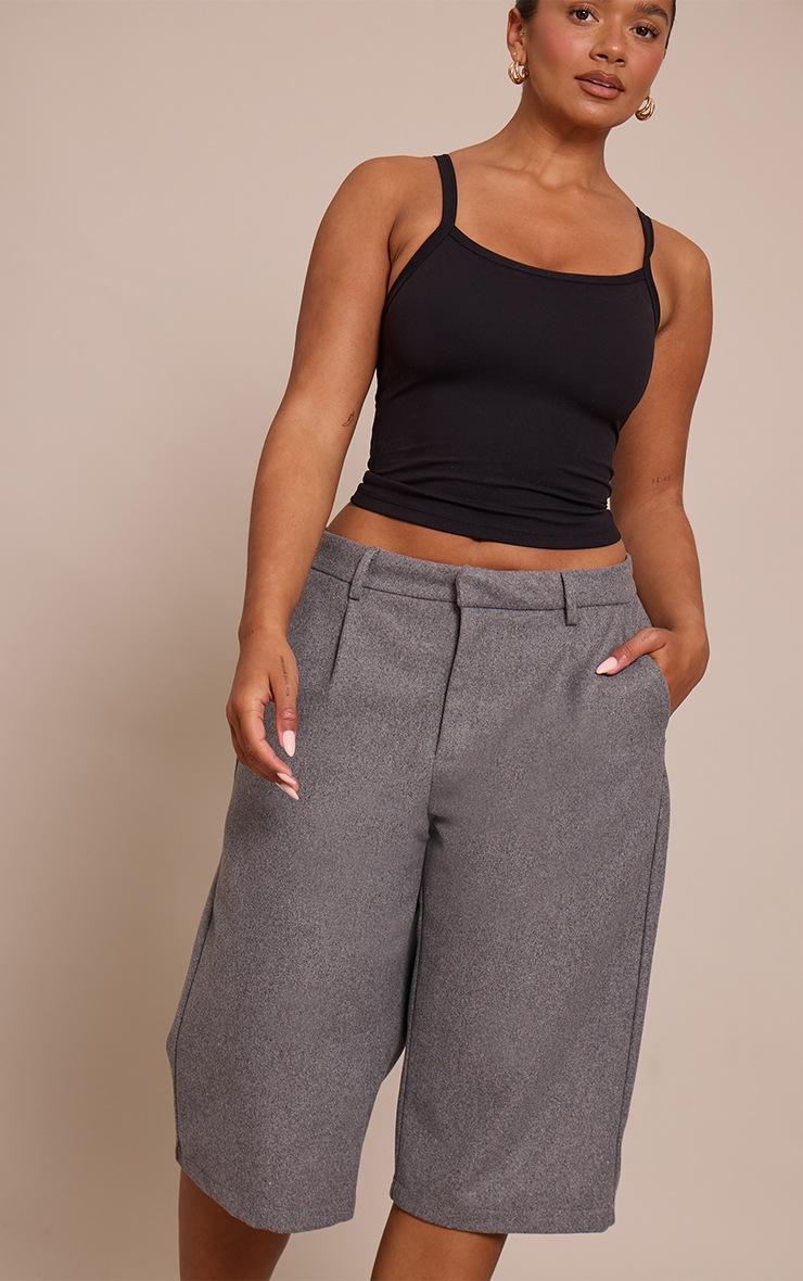 Pretty Little Thing Shape Charcoal Wool-Look Long Line Shorts