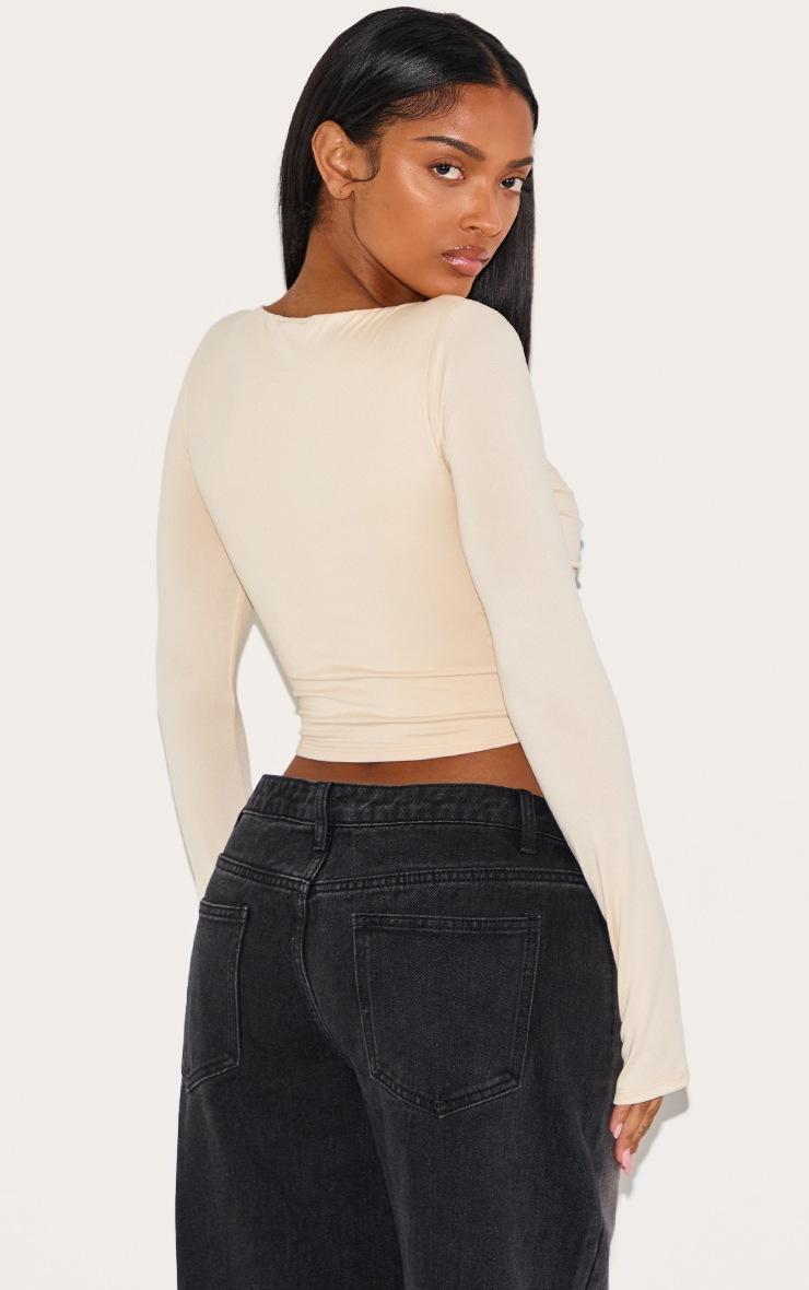 Pretty Little Thing Shape Cream Super Soft Scoop Neck Ruched Bust Long Sleeve Top