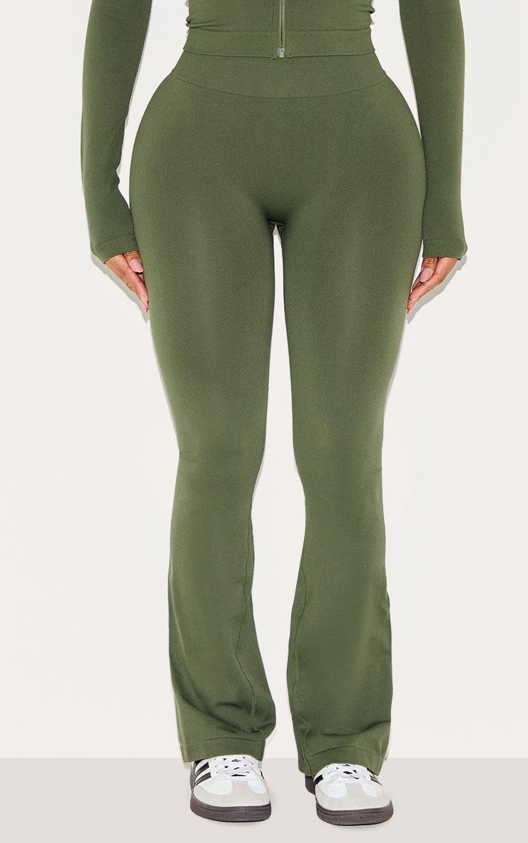 Pretty Little Thing Shape Forest Green Seamless Active Highwaisted Ruched Bum Flares