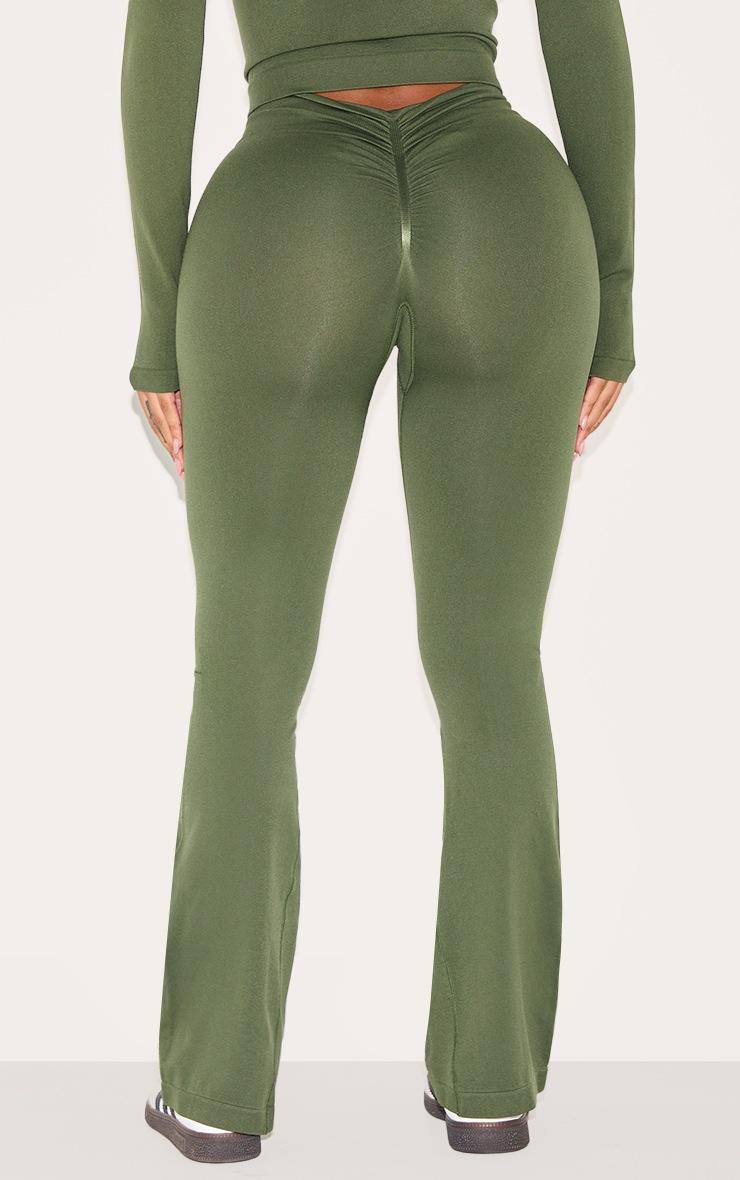 Pretty Little Thing Shape Forest Green Seamless Active Highwaisted Ruched Bum Flares