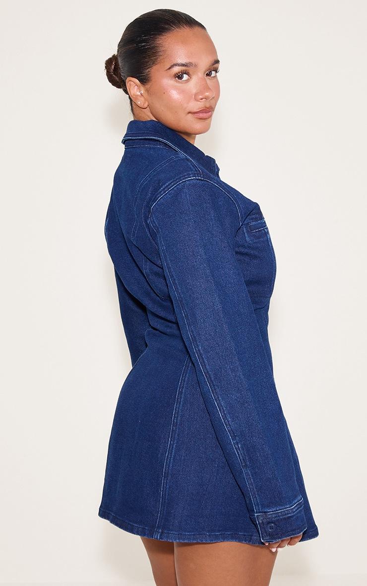 Pretty Little Thing Shape Indigo Stretch Denim A-line Mini Dress