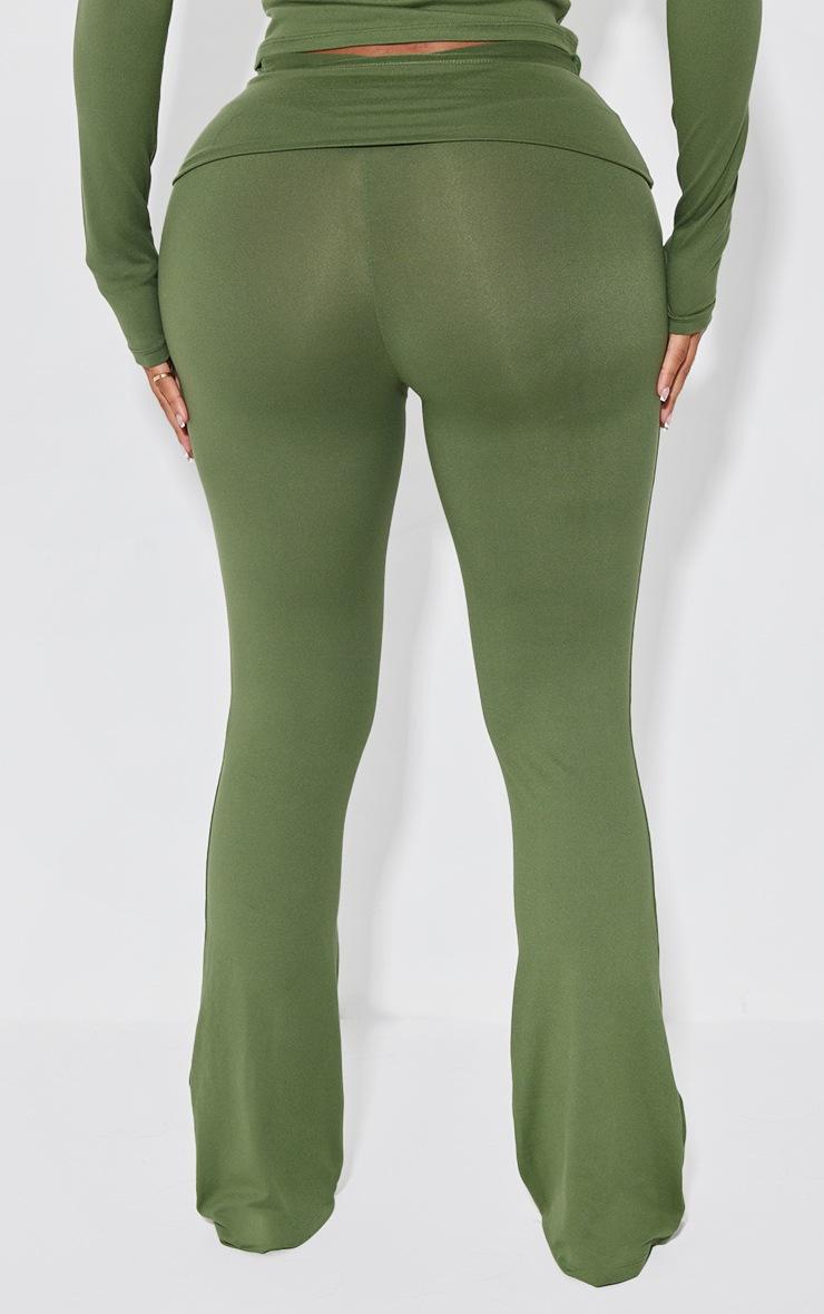 Pretty Little Thing Shape Khaki Sculpted Foldover Waist Flare Pants