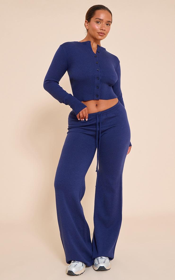 Pretty Little Thing Shape NAVY Knitted Button Front Wide Rib Cardigan