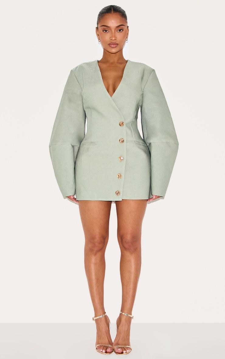 Pretty Little Thing Shape Olive Tailored Cocoon Sleeve A Line Blazer Dress