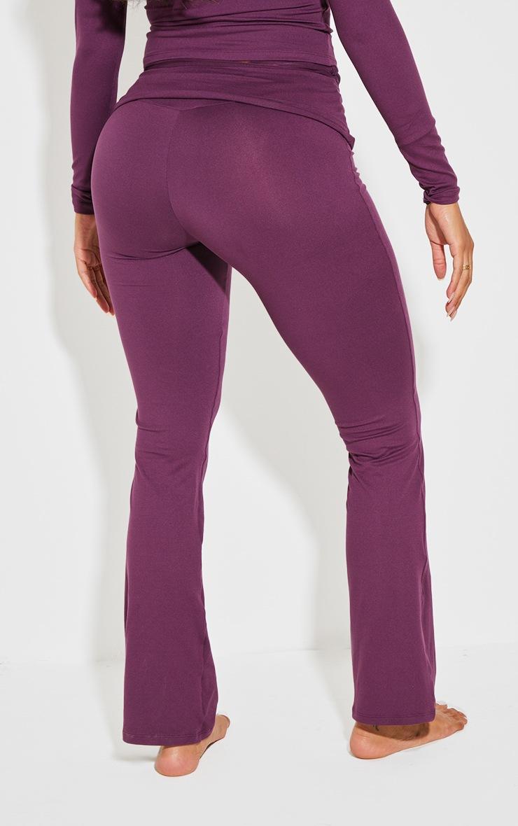 Pretty Little Thing Shape Plum Stretch Sculpted Foldover Waist Flare Pants