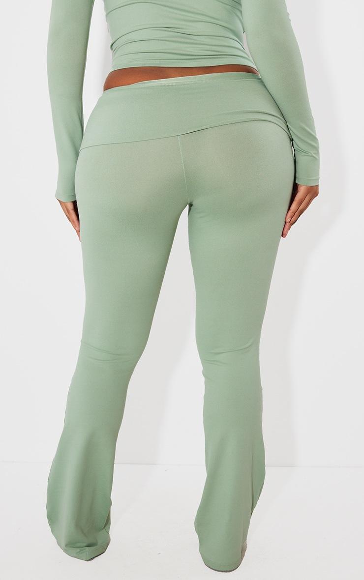 Pretty Little Thing Shape Sage Green Sculpted Foldover Waist Flare Pants
