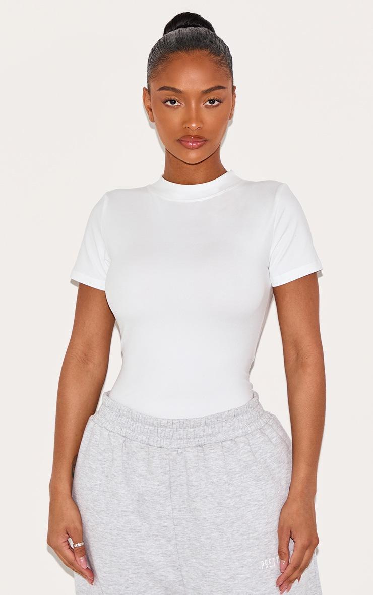 Pretty Little Thing Shape White Sculpted Short Sleeve Bodysuit