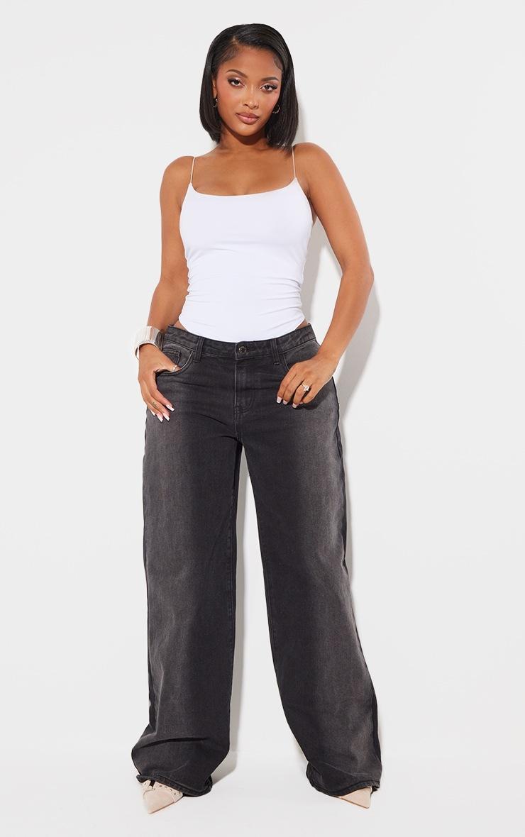 Pretty Little Thing Shape White Slinky Spaghetti Strap Bodysuit