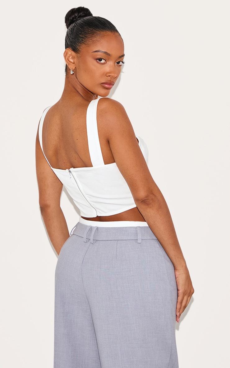Pretty Little Thing Shape White Woven Corset Detail Crop Top