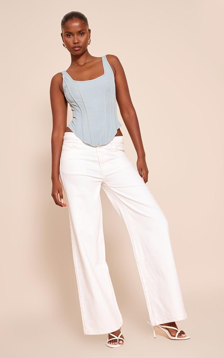 Pretty Little Thing Sky Blue Boned Dip Hem Longline Corset