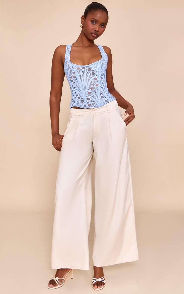 Pretty Little Thing Sky Blue Textured Sheer Floral Square Neck Corset