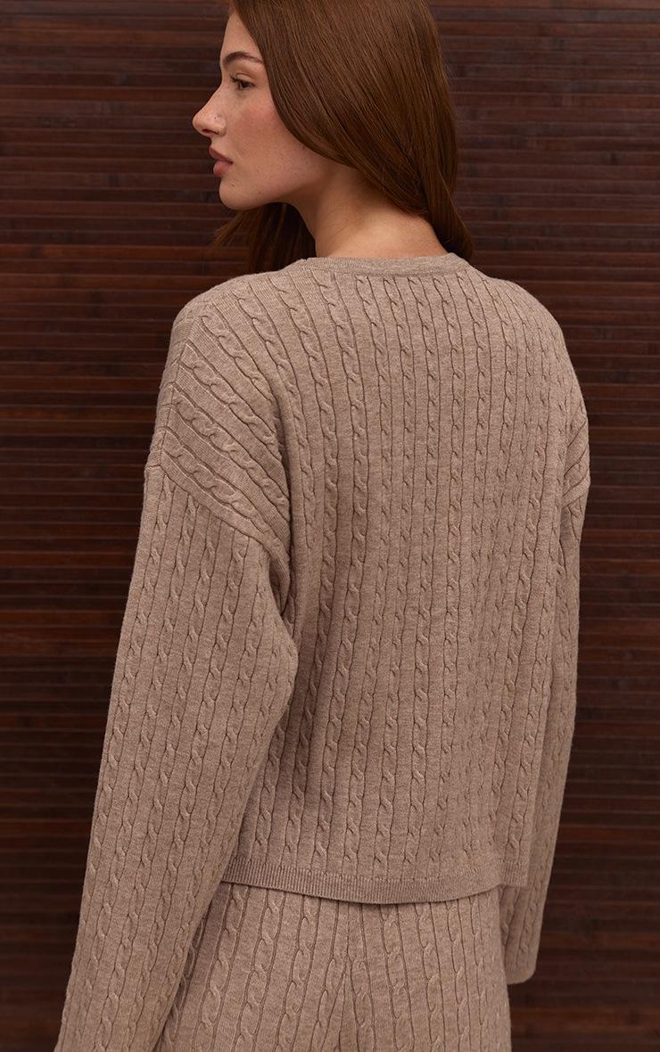 Pretty Little Thing Stone Baby Cable Knit Oversized Sweater