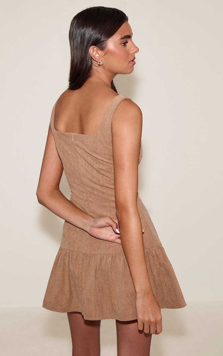 Pretty Little Thing Stone Cord Scoop Neck Shift Dress