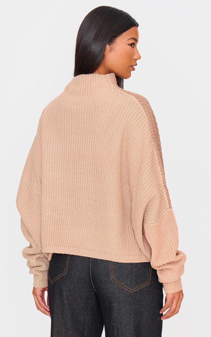 Pretty Little Thing Stone Oversized Colour Block Jumper