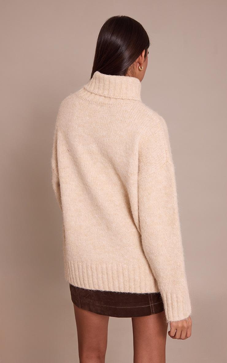 Pretty Little Thing Stone Roll Neck Balloon Sleeve Oversized Sweater