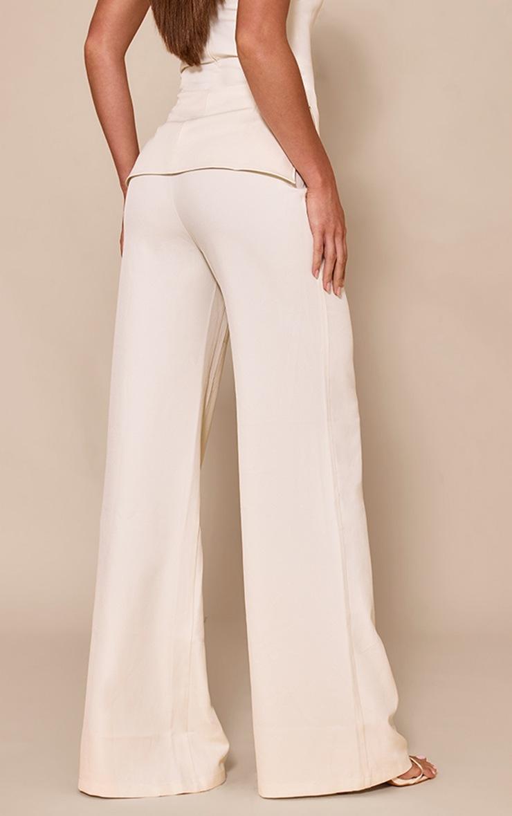 Pretty Little Thing Tall Almond Mid Rise Tailored Wide Leg Pants