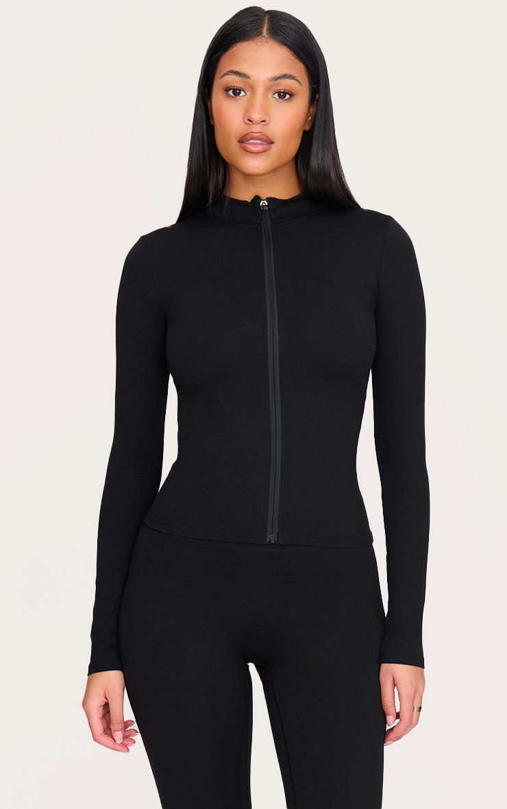 Pretty Little Thing Tall Black Basic Sculpt Zip Jacket