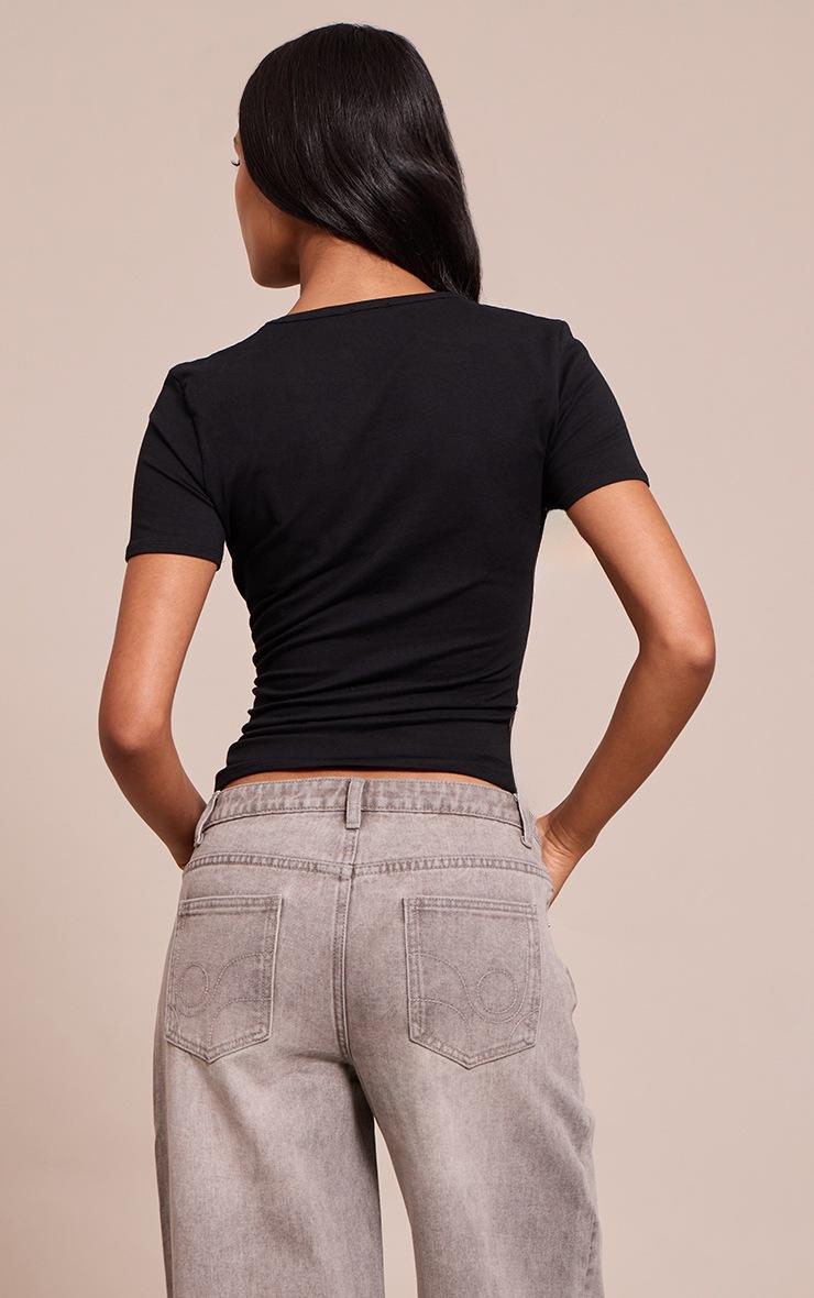 Pretty Little Thing Tall Black Cotton Crew Neck Longline Short Sleeve T-shirt