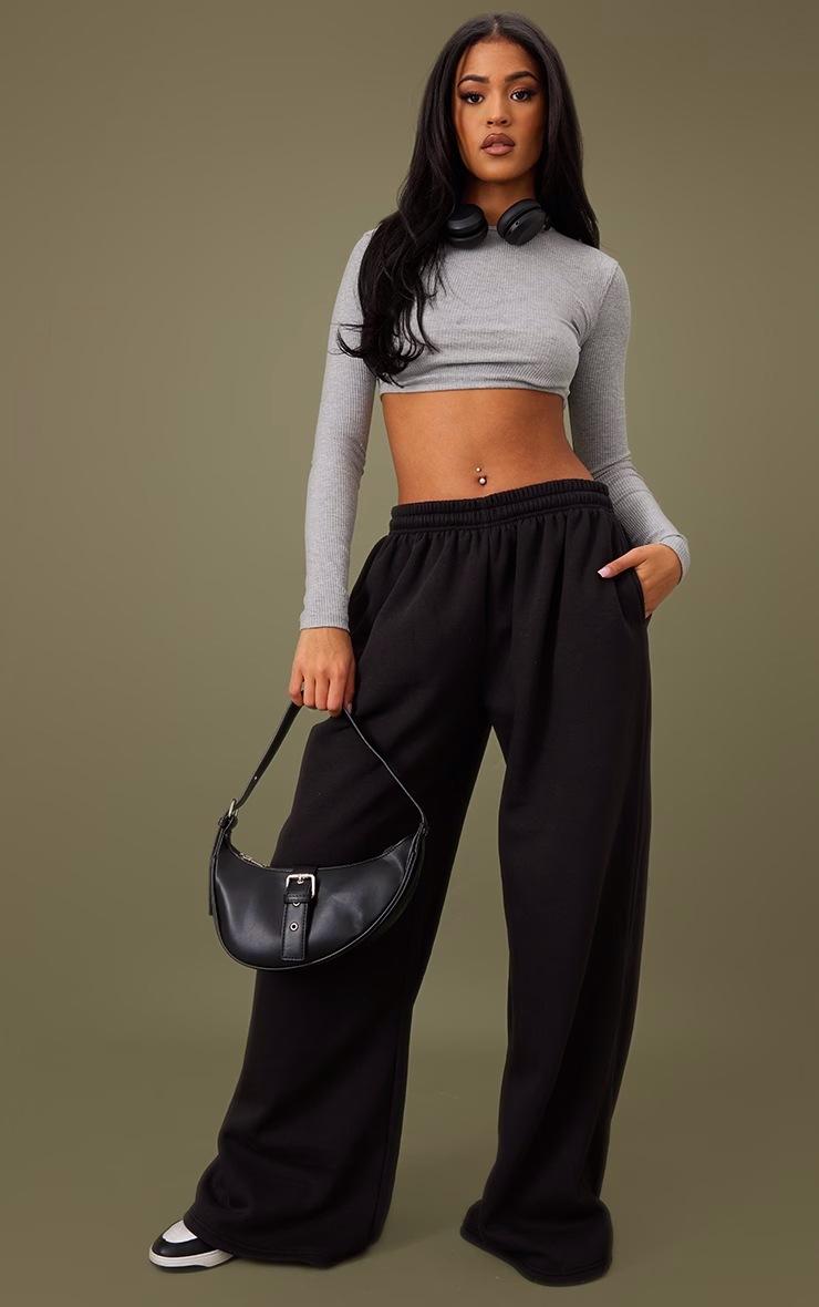 Pretty Little Thing Tall Black Extreme Wide Leg Sweatpants