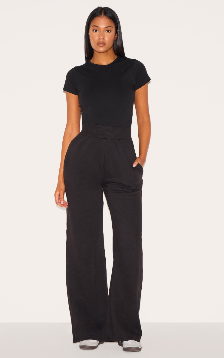 Pretty Little Thing Tall Black High Waisted Wide Leg Sweatpant