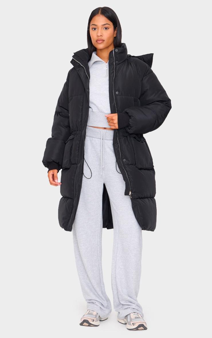 Pretty Little Thing Tall Black Longline Oversized Puffer Coat